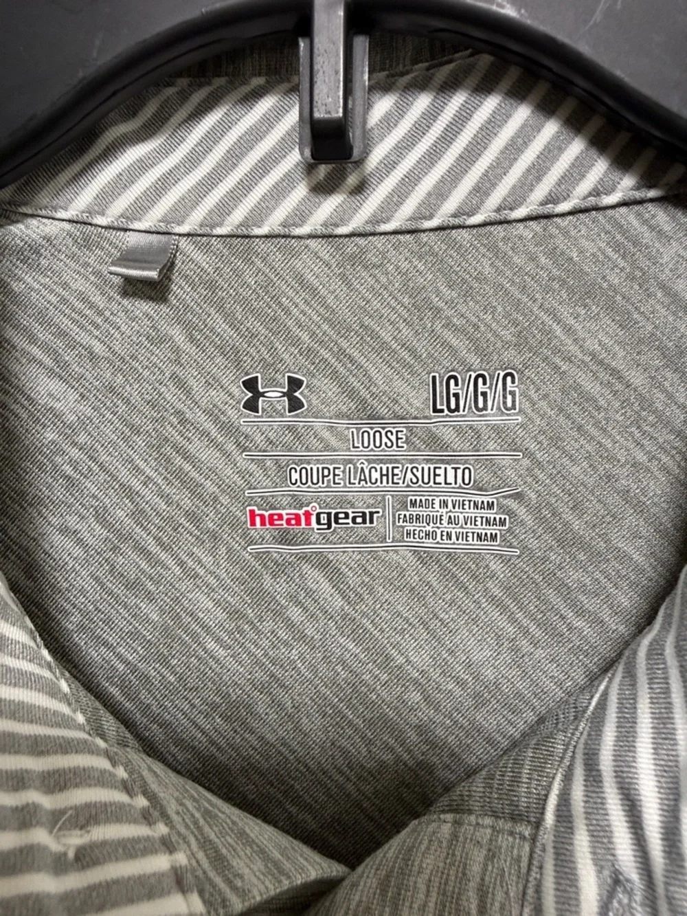 Under Armour HeatGear Polo Gray Loose Fit Performance Golf Shirt Mens LG